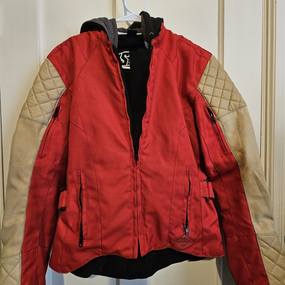 Red and Tan Quilted Jacket